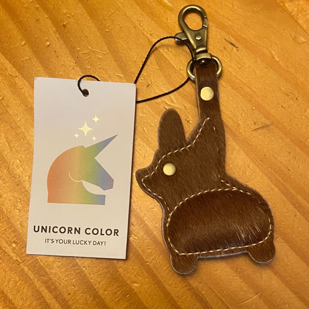 Portland Leather Hair on Hide Chester Dog in Dakota Bag Flair Bag Charm - NEW